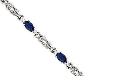 Oval Blue Sapphire & Diamond Love Knot Bracelet 2.05ct	A unique, customizable link bracelet with oval blue sapphires, each accented by a single brilliant cut round diamond.