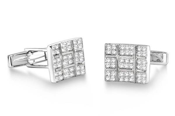 1.00ct Diamond Cufflinks in 14k White Gold	Add a bit of flare to your dapper look with these diamond cuff links in your choice of 14k white gold or two-tone gold.