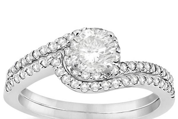 Halo Twist Diamond Bridal Set Ring & Band	A string of 56 petite diamonds surrounds your custom center stone & wraps around a band of gold, platinum, or palladium.
