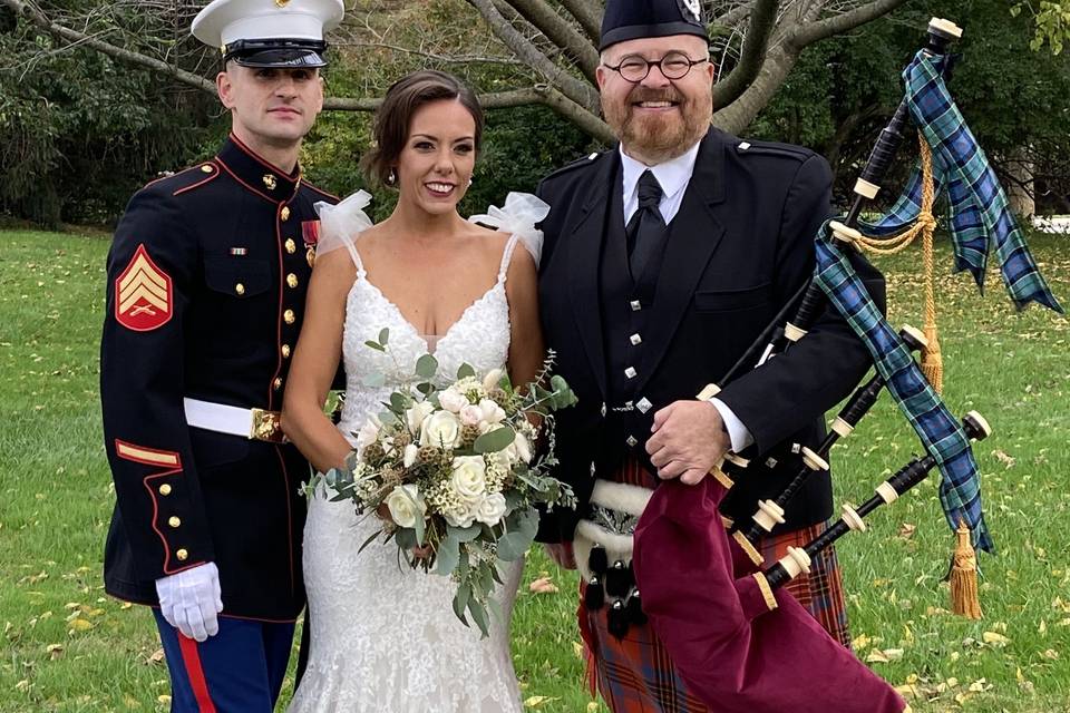 A U.S. Marine and bride