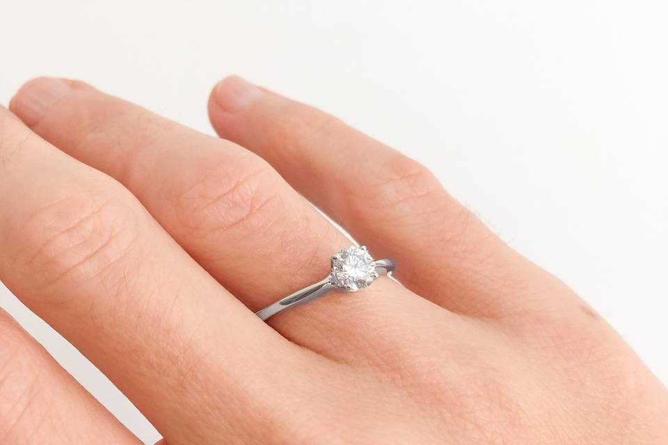 Brilliant cut minimalist ring