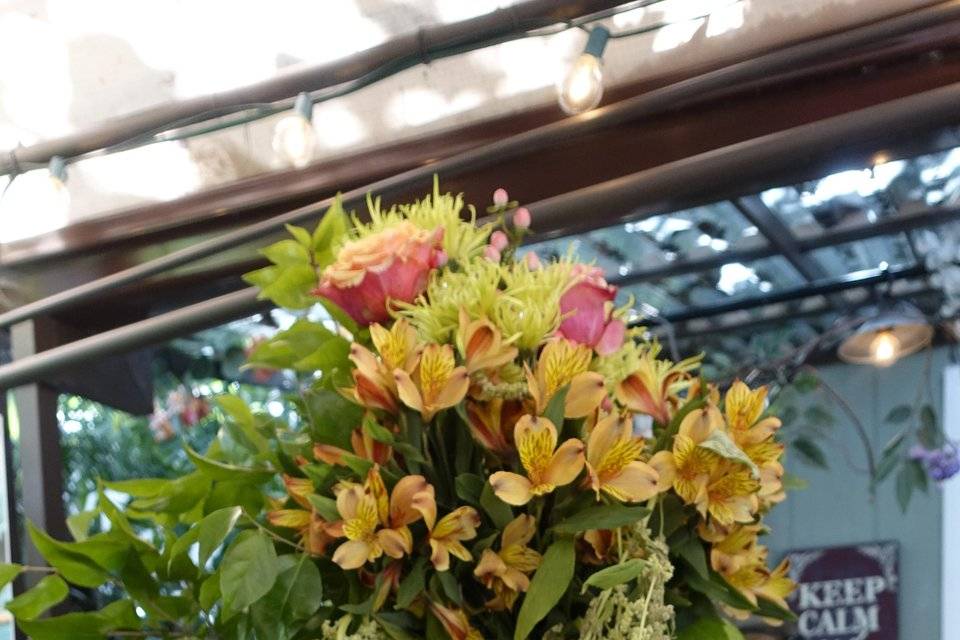 Flowers on bar
