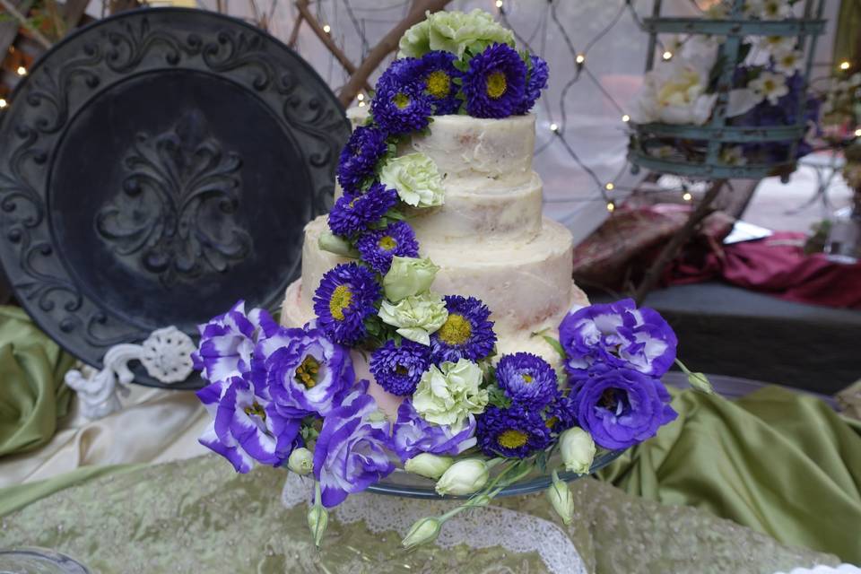 Purple cascade cake