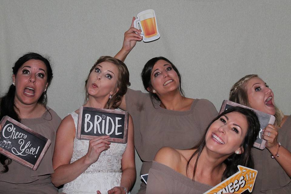 Bridal party with props