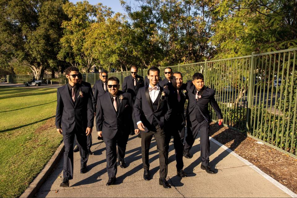 The Guys Walking to Ceremony