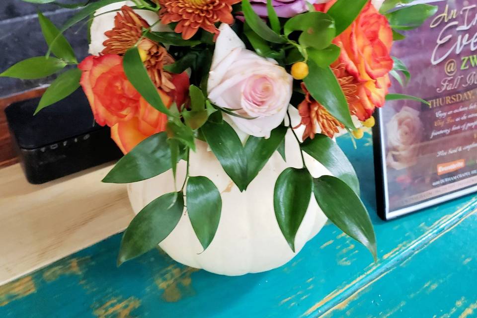 Pumpkin floral centerpiece