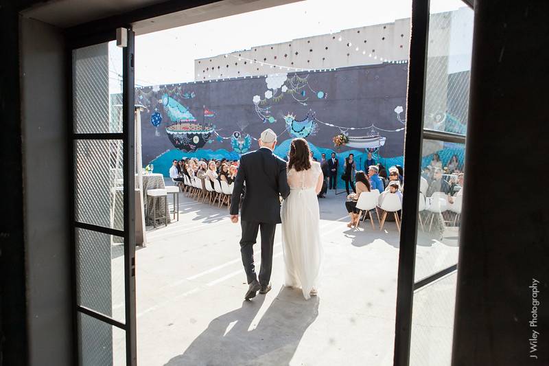 Newlyweds entering the reception