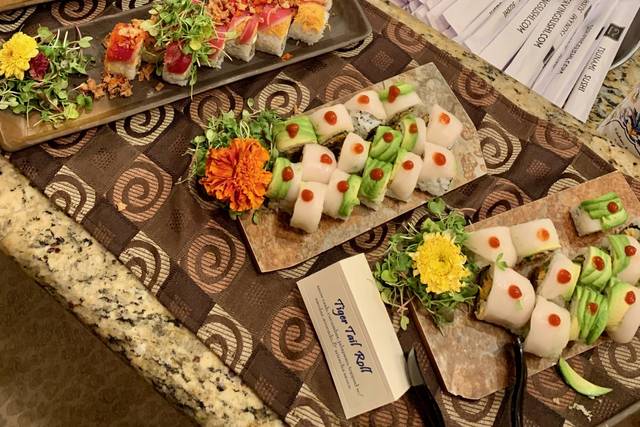 Serving sushi