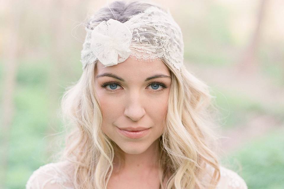 Floral crown and sleeved dress