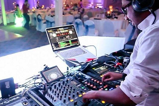 DJ setup and dance floor