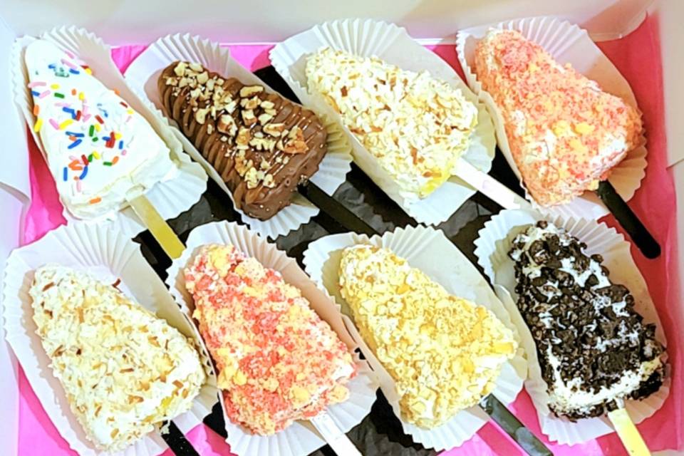 Cheesecake slice on a stick