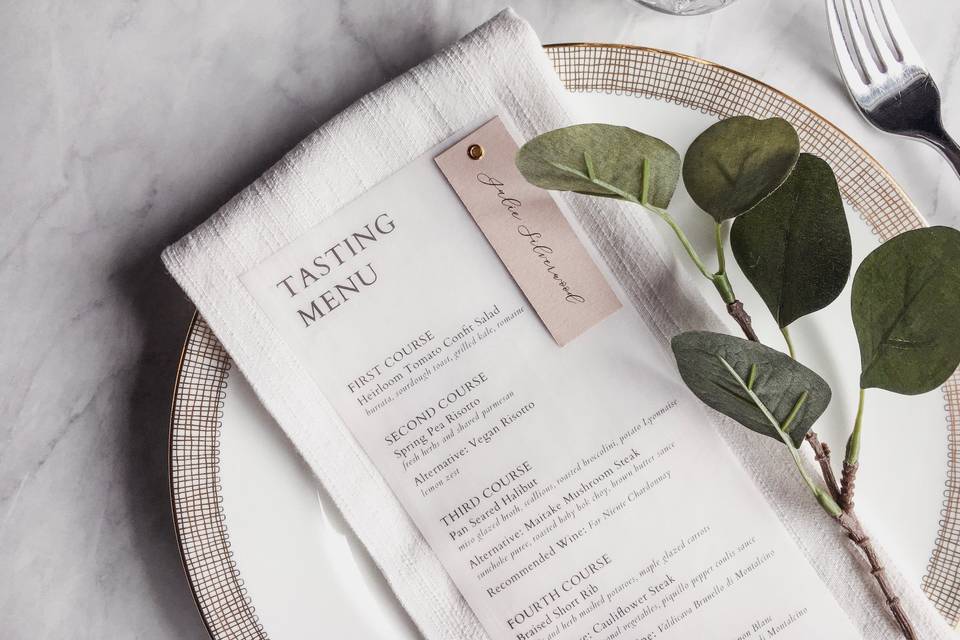 Vellum menu with place card