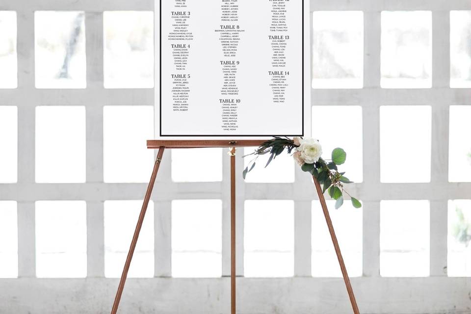 Foam Core Seating Chart