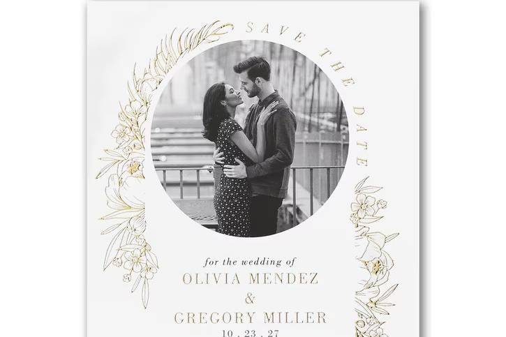 Lined Floral Save the Date