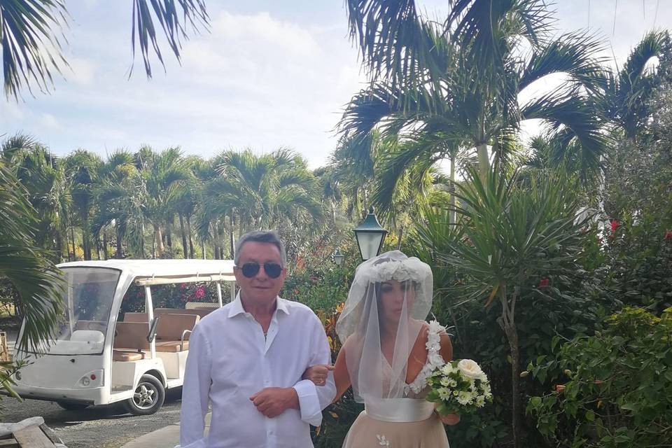 Bride walking down the aisle