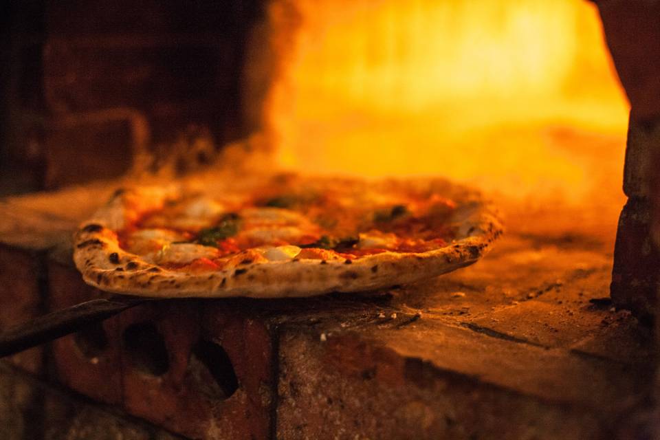 Wood fire oven pizza