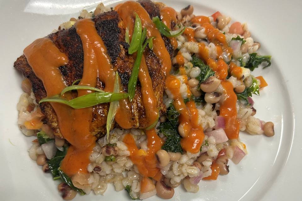 Seared Salmon and Hoppin John
