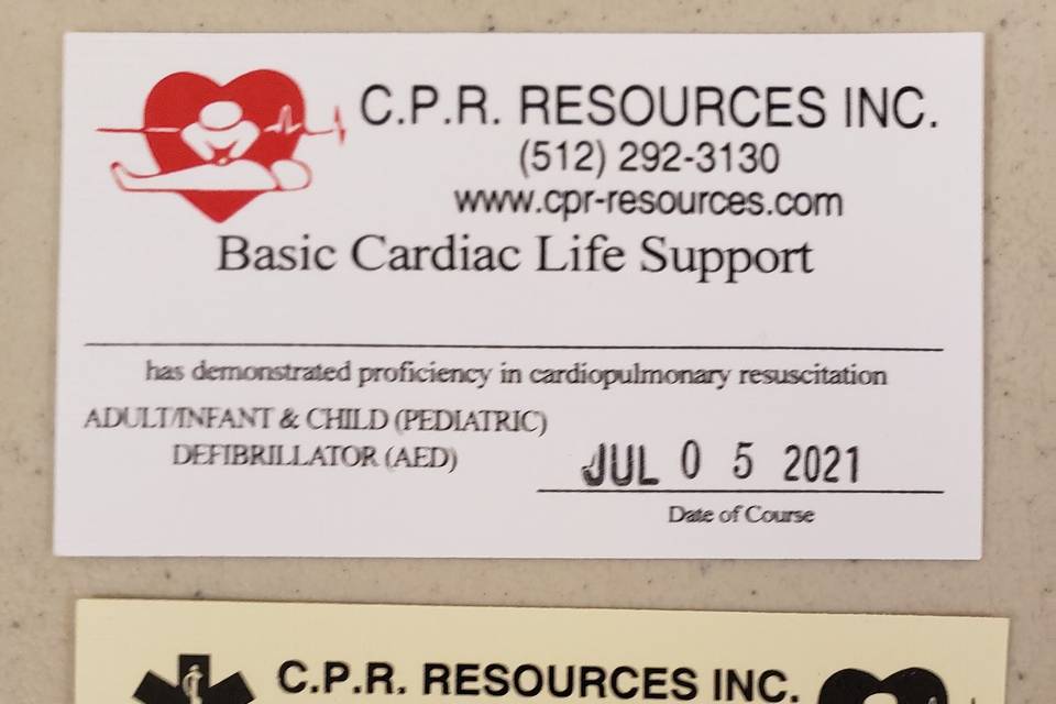 Proud CPR First Aid Certified