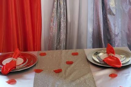 Red silver and white backdrop