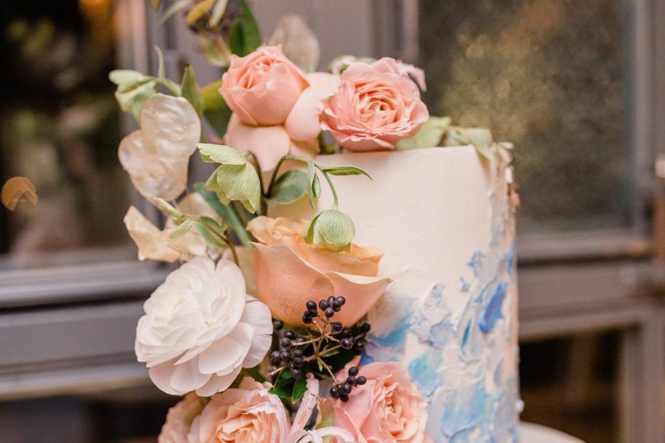 Painted wedding cake