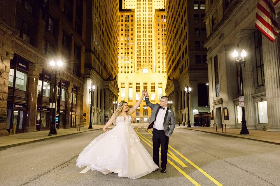 LaSalle Street at Night