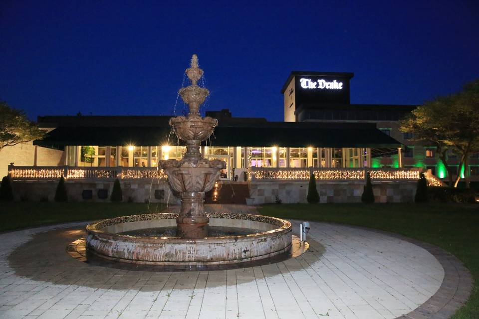 Fountain and evening lights