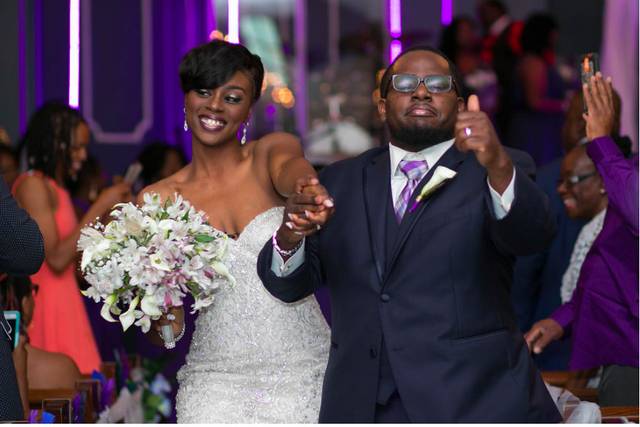 Happy bride and groom