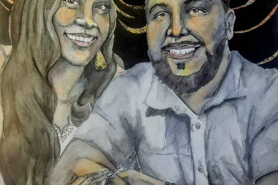 Couples portrait in watercolor