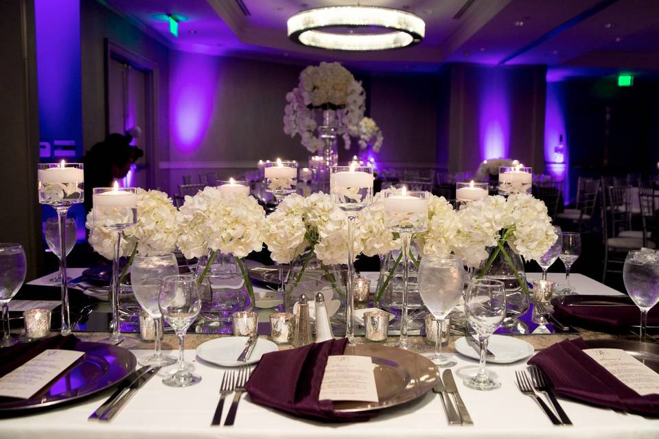 Table setup with centerpiece