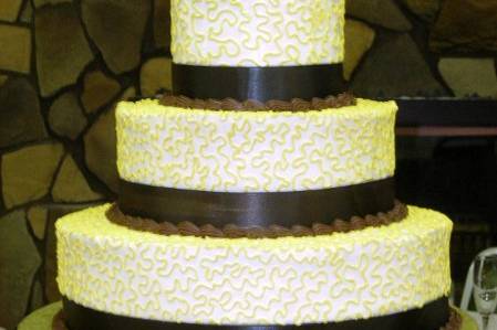 Wedding Cake with White Chocolate Monogram