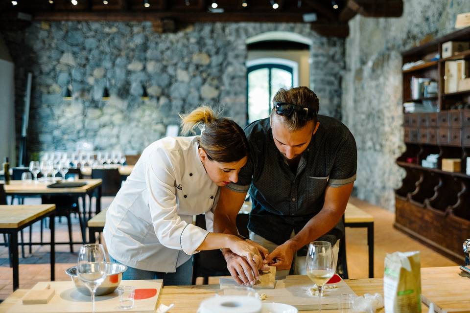 G Family making pasta in Italy