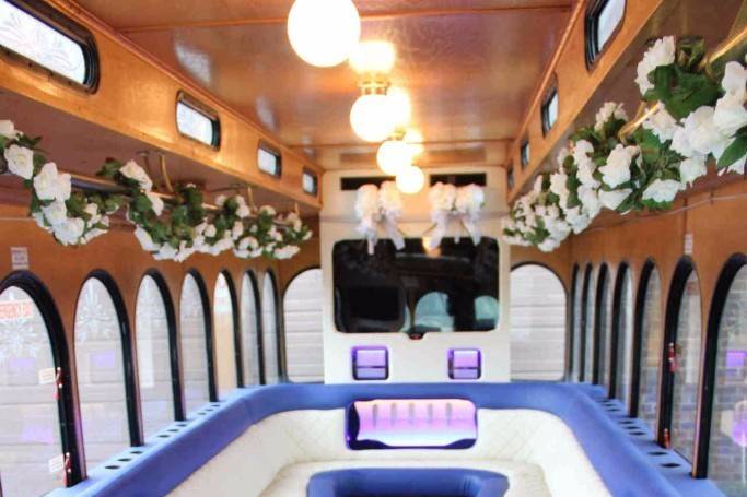 Blue Wedding Trolley Party Bus