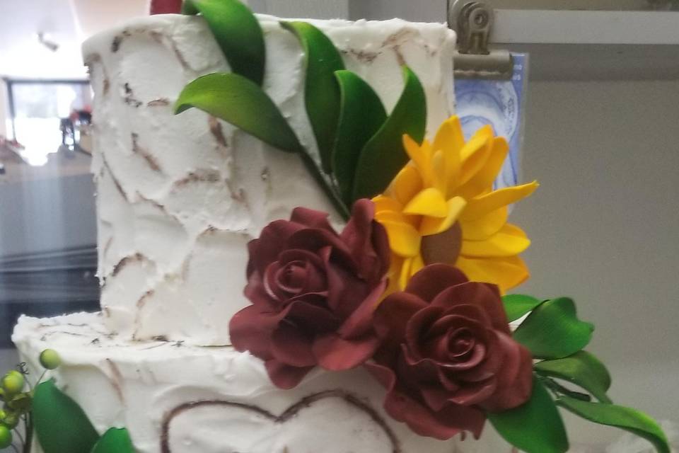 Floral Cake with Inscription