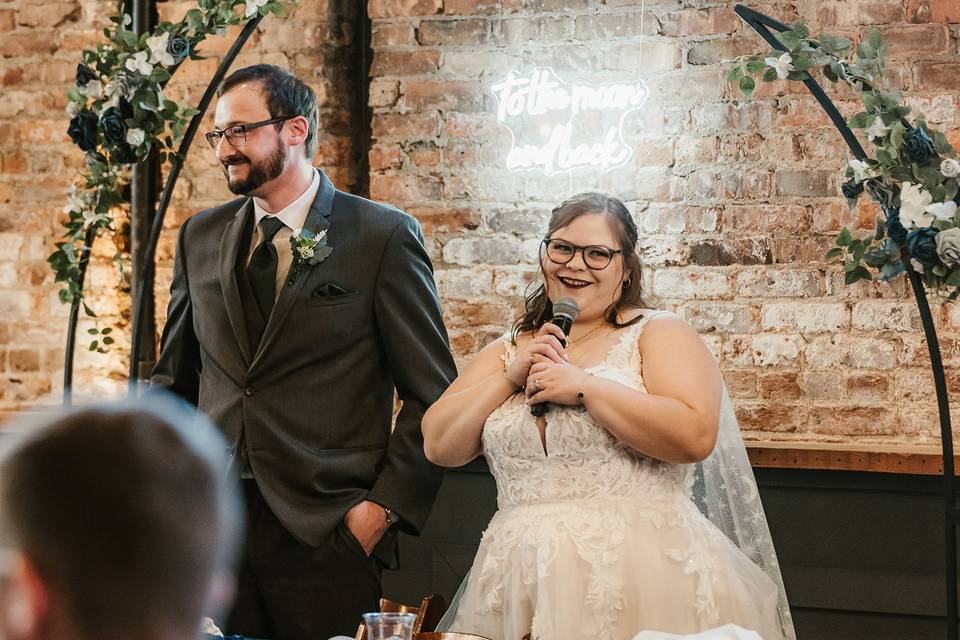 Bride Speaking at Head