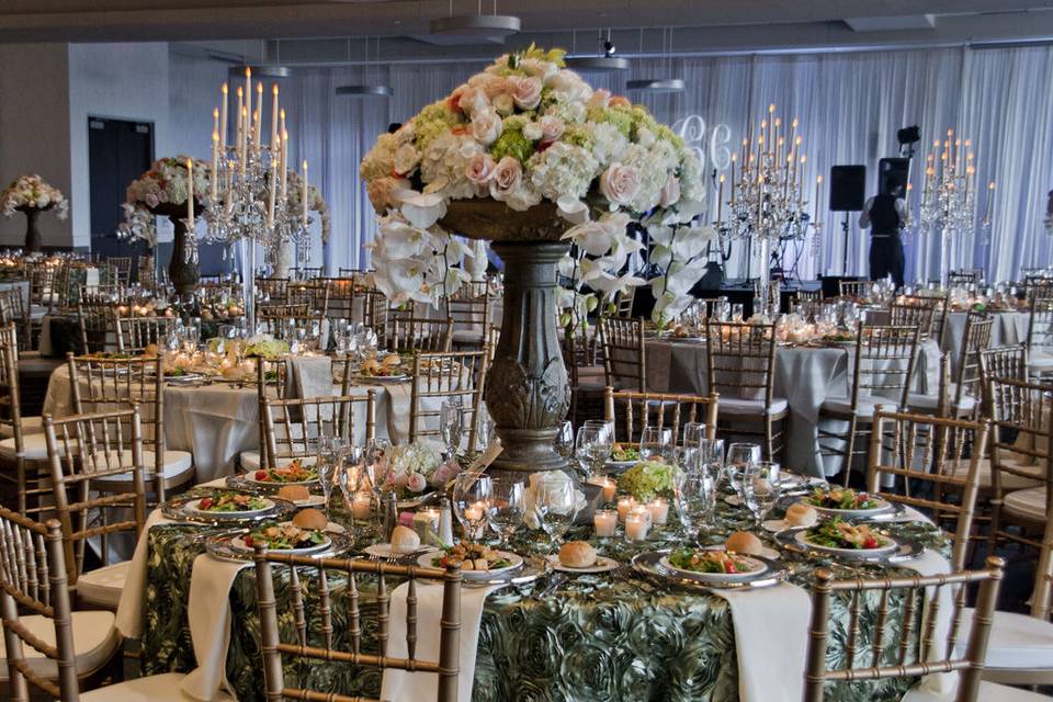 Table setup with centerpiece