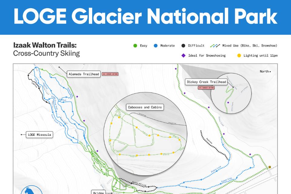 LOGE Glacier XC Ski Map