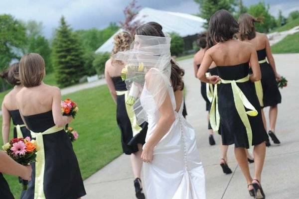 The bride with her bridesmaids