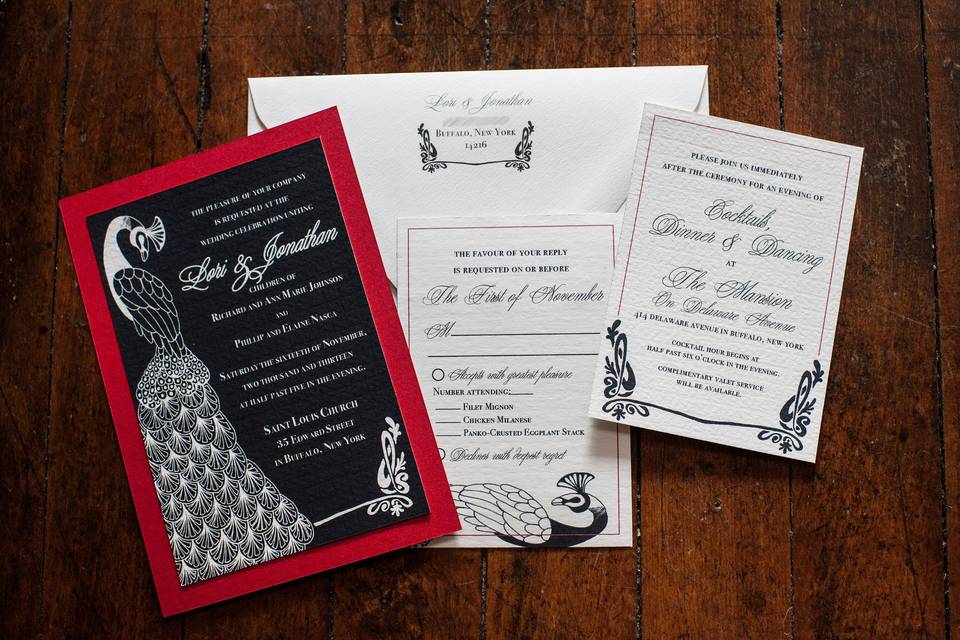 Black and red invitation cover