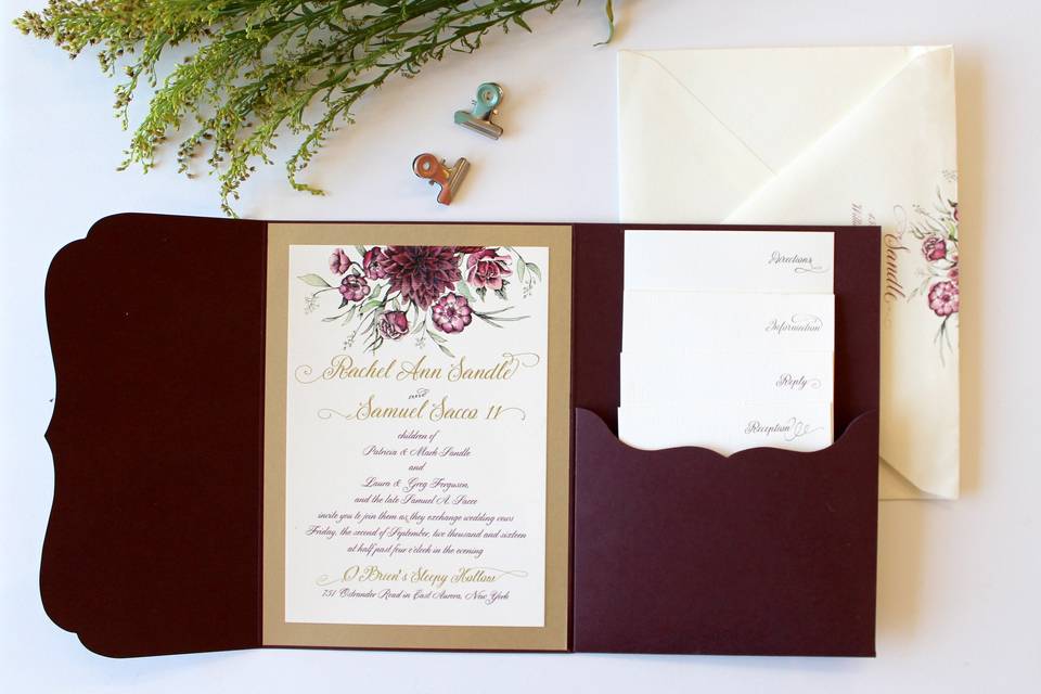 Maroon envelope