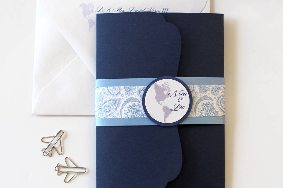 Navy invite packaging