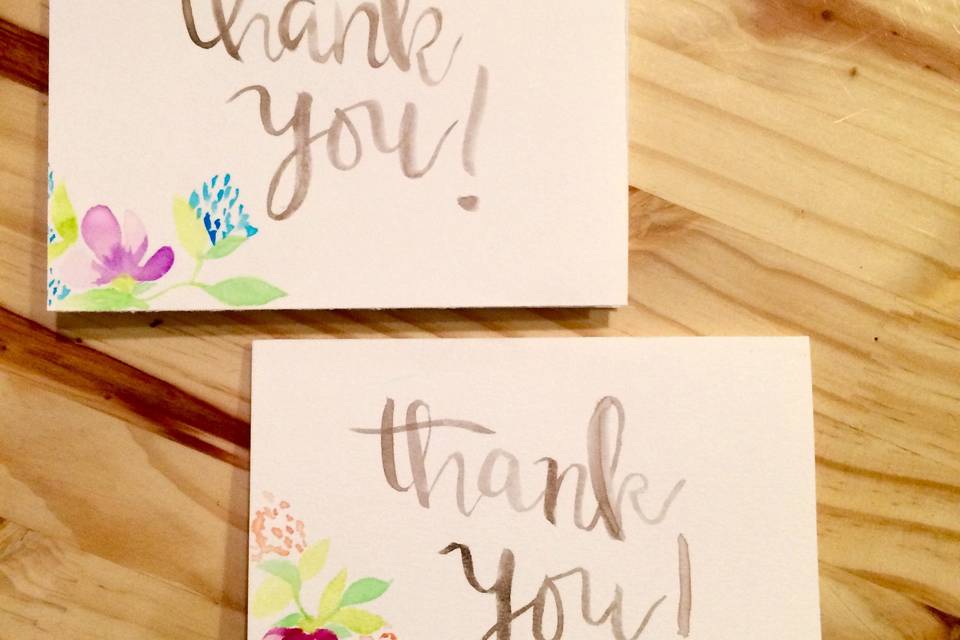 hand painted thank you cards