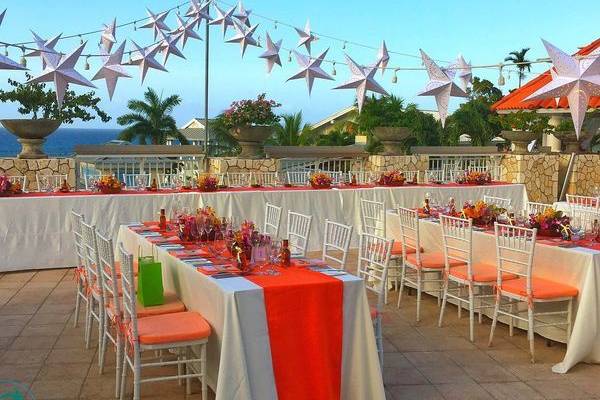 Wedding reception set up at Beaches Ocho Rios