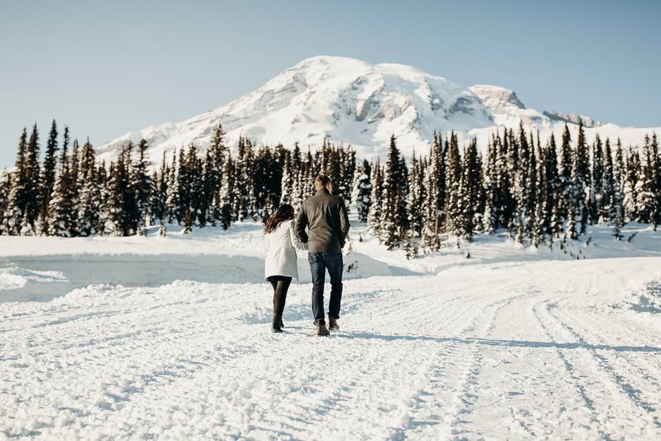 Mount rainier engagement photo