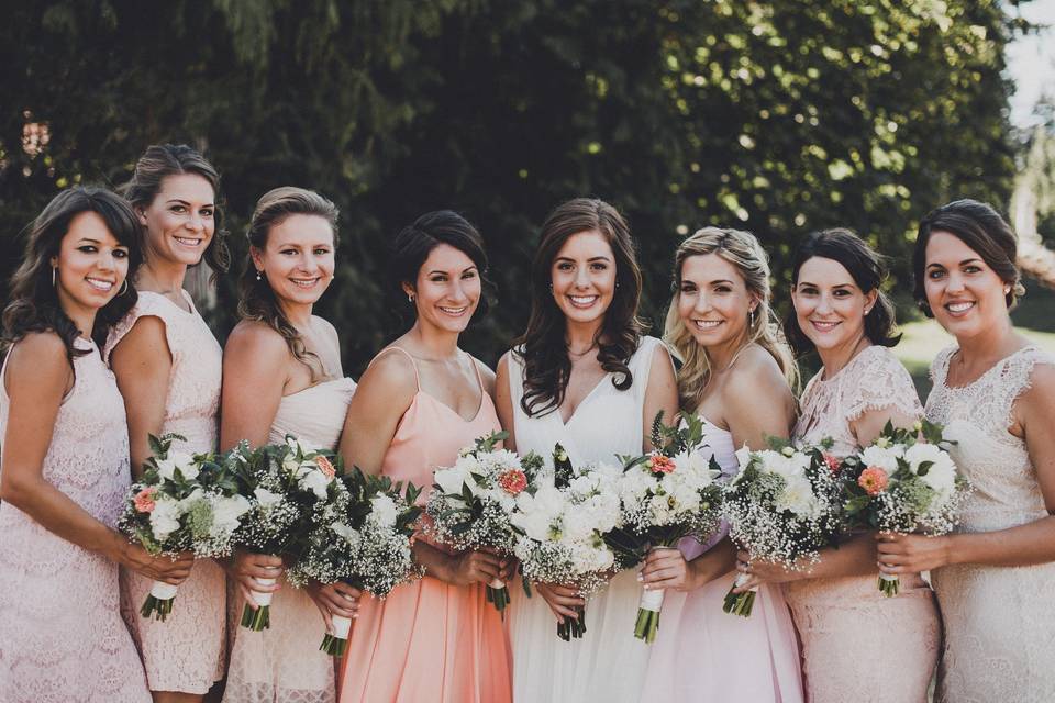 Bride and her bridesmaids