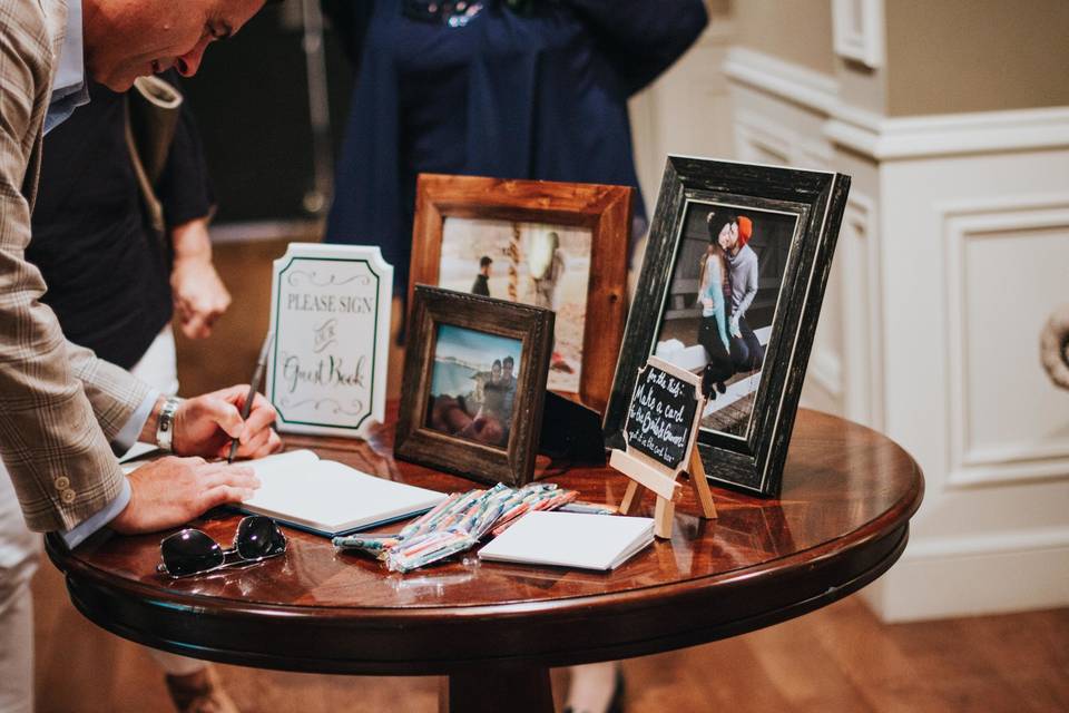 Frame decor and guest log book