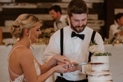 Cake cutting in the barn