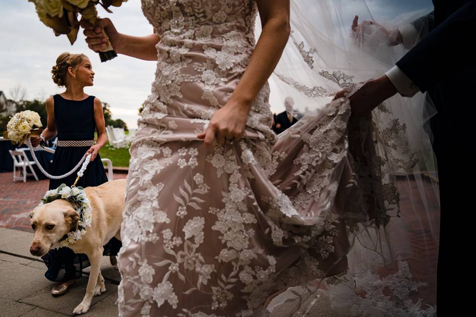 Jumping for the bouquet