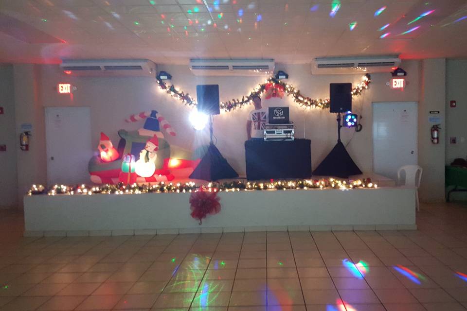 DJ booth and lights