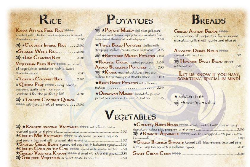 Kanak Attack Katering menu