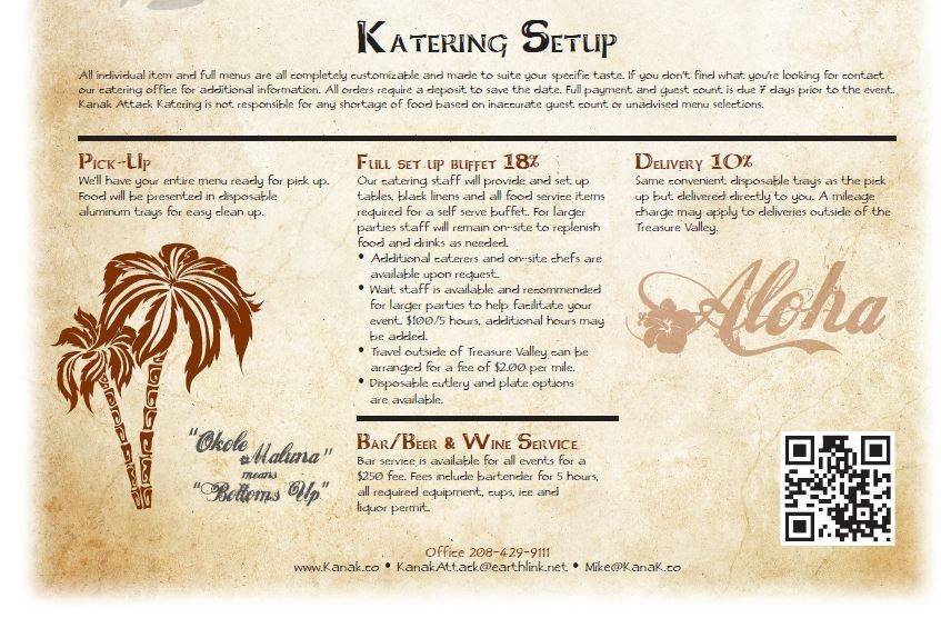 Kanak Attack Katering menu